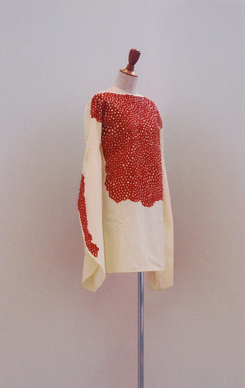 Dress, 1968/1996, hand-coloured dress, oil on fabric, 191 × 79.5 cm