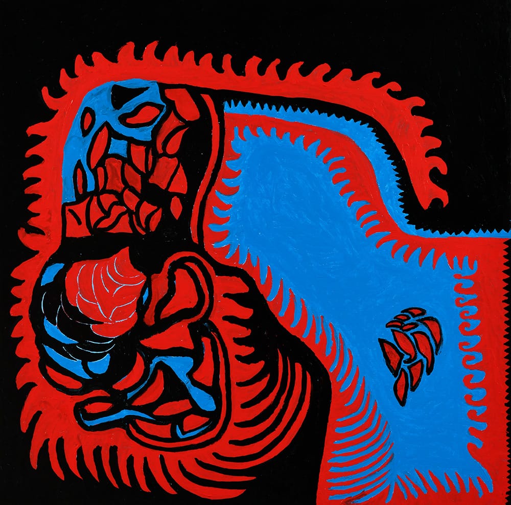 I’VE BEEN HOLDING THE STARTING POINT OF THE LOVE I LONG FOR IN THE MIDST OF THIS LIFE, 2019, from the series My Eternal Soul, 2009–ongoing, acrylic on canvas, 100 × 100 cm